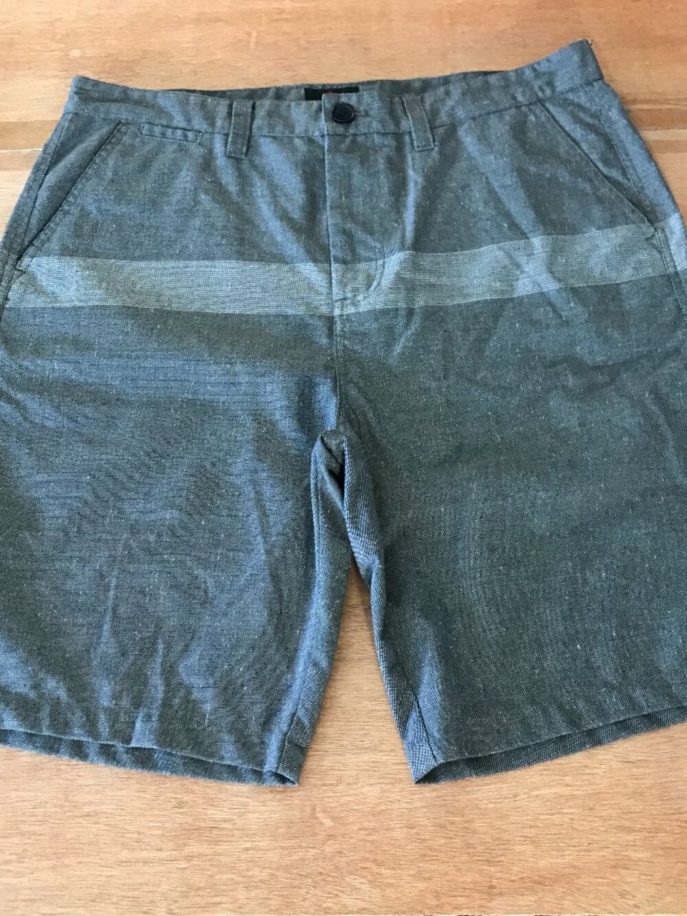 Quicksilver Bermuda Shorts Men 36 Gray Striped High Rise Pocket Athleisure 19716